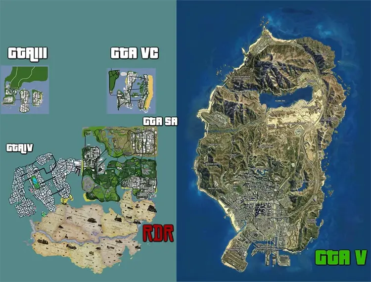 comparación de mapas gta